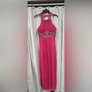 Xscape Coral Pink Halter Gown for Prom or Wedding Events